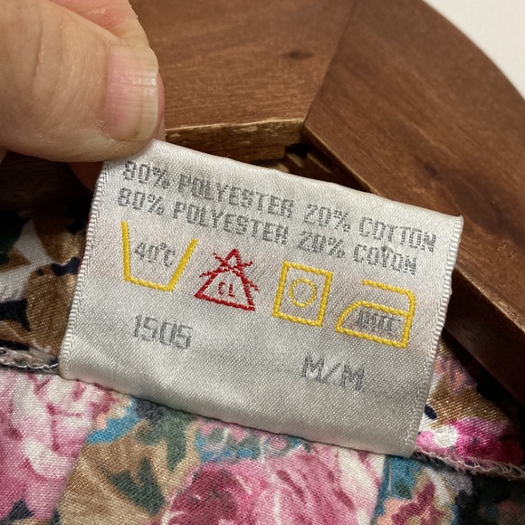 Vintage Robe Women's Medium Pink Floral Satin Shawl Collar Pockets Bows - Picture 13 of 14